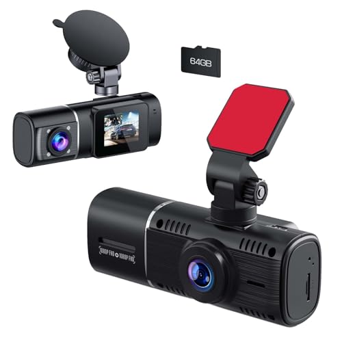 Volam1080pドライブレコーダー 小型ドライブレコーダー車前と車内一体型 1.5インチドラレコ 前後カメラ WDR機能搭載車内撮影170度超広角 ドラレコ車載カメラ どらいぶれこーだー ドラレコ 車内車外ループ録画 Ｇセンサー搭載 LED信号機対応動体検知赤外線暗視ノイズ対策済 初心者配線取付簡単 64GTFカード付属 日本語説明書付き